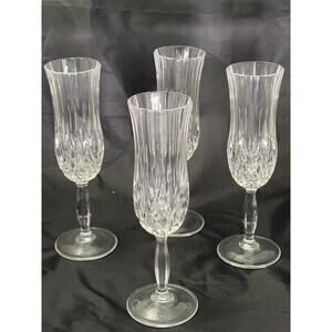 RCR Royal Crystal Rock Fluted Champagne Glasses Aurea Italy Set Of 4 8.5" tall